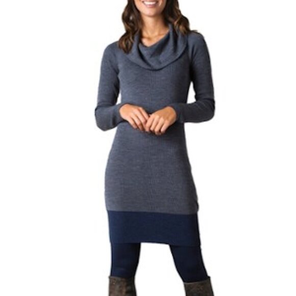 Toad & Co - Uptown Cowl Neck Ribbed Merino Sweater Dress in Navy, size Small - Picture 1 of 12